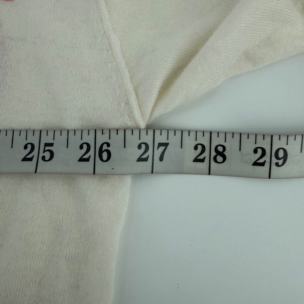 Torrid Sweater Womens 2 2X White Pink Floral V-Neck Pullover Cotton Blend New - Picture 6 of 8